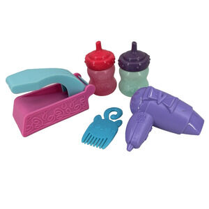 Hasbro Baby Alive 2 Doll Bottles Pasta Maker Cat Comb Hair Dryer Toy Accessories